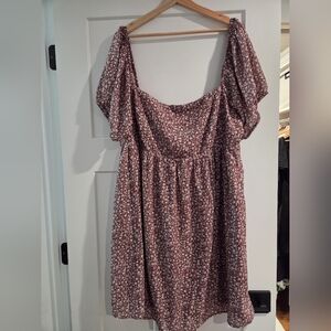 Brown & White Floral Dress